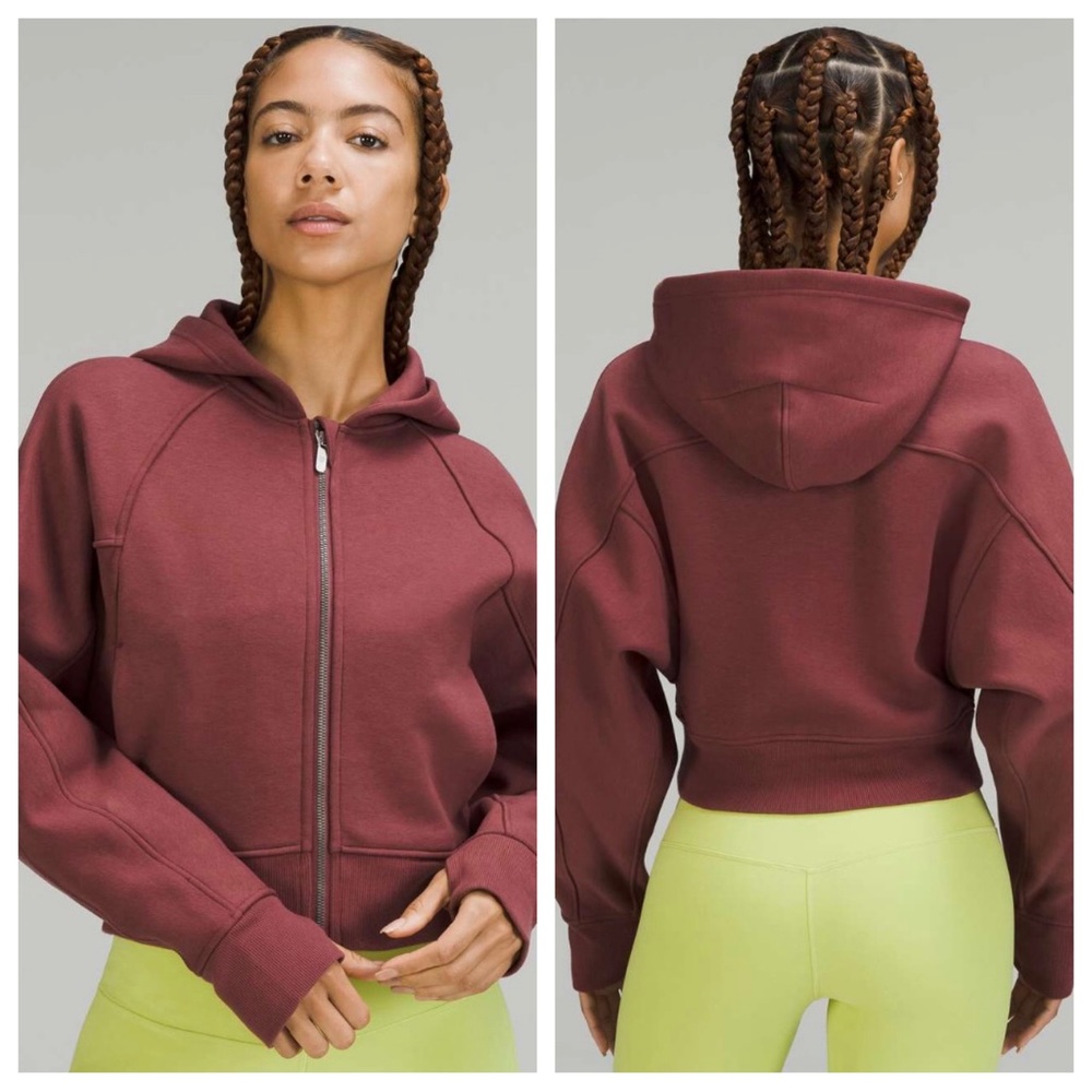 lululemon - thick fleece zip hoodie hood thick knit warm cozy stretch red